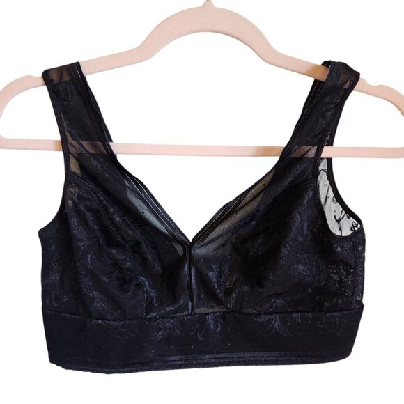 Wacoal Other - Wacoal Bra 34 34D 34DD Black Net Effect Bralette Wireless Back Close